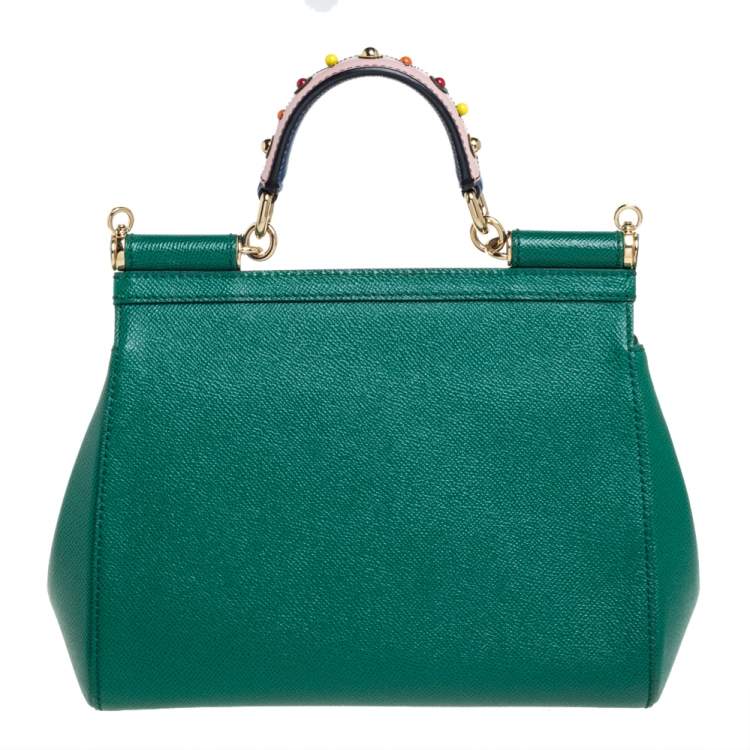 Pre Owned Dolce & Gabbana Multicolor Leather Medium Embellished Miss Sicily Top Handle Bag