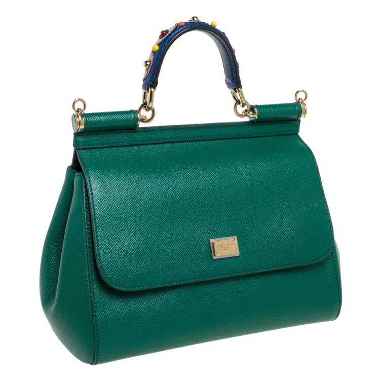 Pre Owned Dolce & Gabbana Multicolor Leather Medium Embellished Miss Sicily Top Handle Bag