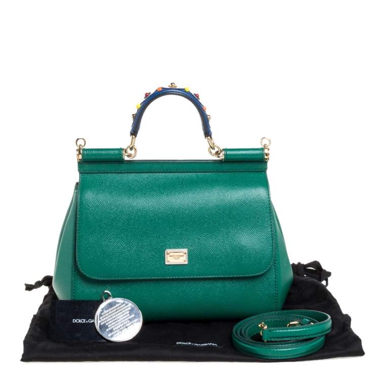 Pre Owned Dolce & Gabbana Multicolor Leather Medium Embellished Miss Sicily Top Handle Bag