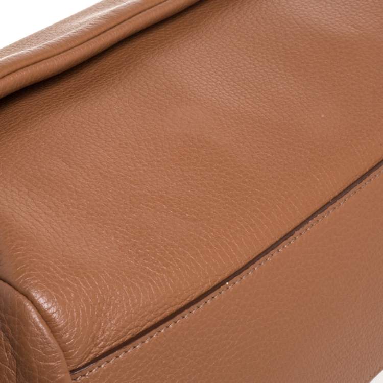 Pre Owned Dolce & Gabbana Tan Leather Soft Large Miss Sicily Top Handle Bag