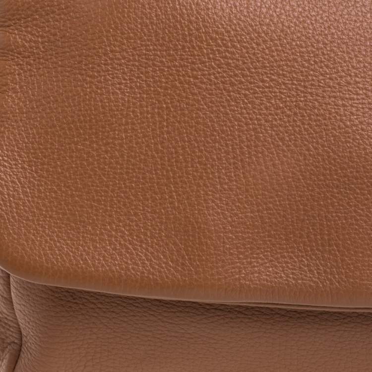 Pre Owned Dolce & Gabbana Tan Leather Soft Large Miss Sicily Top Handle Bag