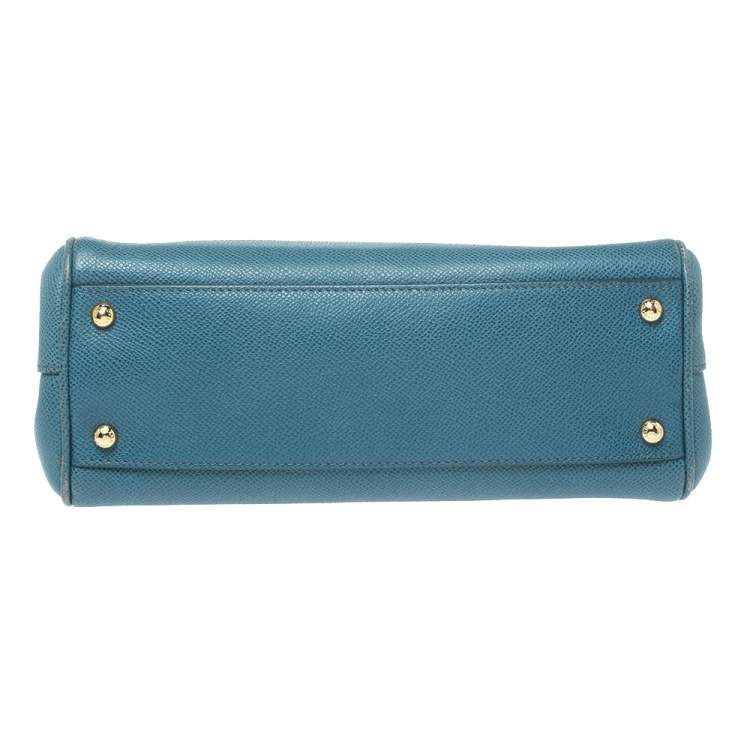 Pre Owned Dolce & Gabbana Blue Leather Medium Miss Sicily Top Handle Bag