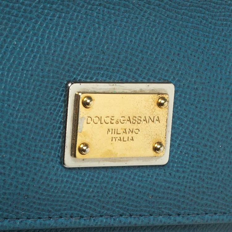 Pre Owned Dolce & Gabbana Blue Leather Medium Miss Sicily Top Handle Bag