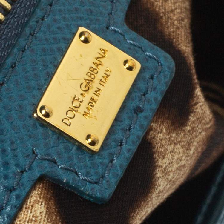 Pre Owned Dolce & Gabbana Blue Leather Medium Miss Sicily Top Handle Bag