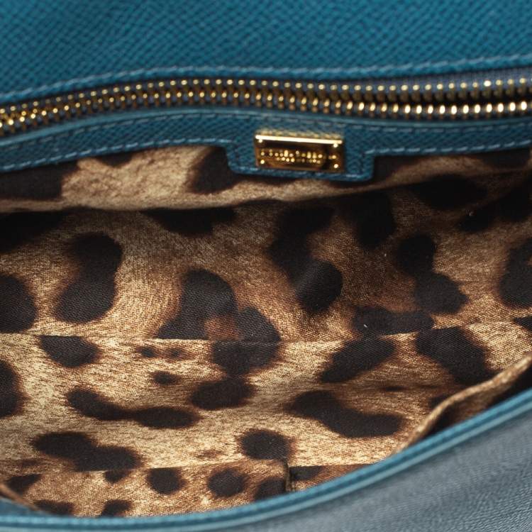 Pre Owned Dolce & Gabbana Blue Leather Medium Miss Sicily Top Handle Bag