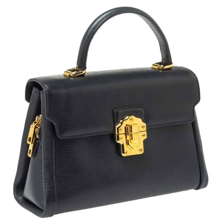 Pre Owned Dolce & Gabbana Black Leather Lucia Top Handle Bag