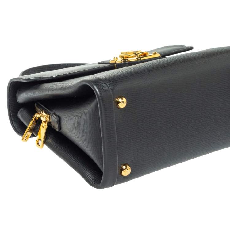 Pre Owned Dolce & Gabbana Black Leather Lucia Top Handle Bag