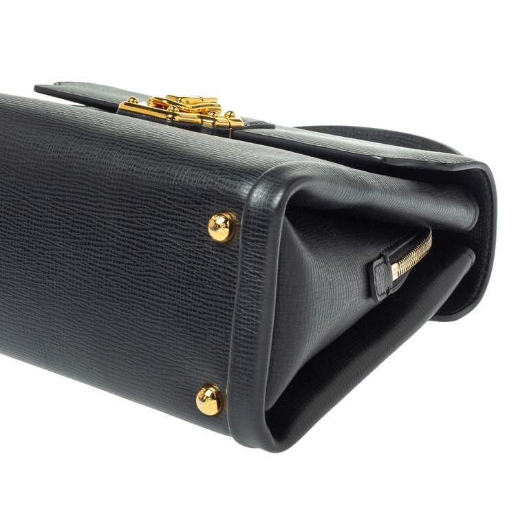 Pre Owned Dolce & Gabbana Black Leather Lucia Top Handle Bag