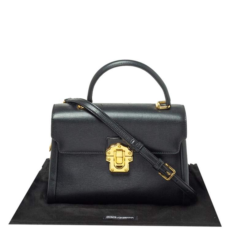 Pre Owned Dolce & Gabbana Black Leather Lucia Top Handle Bag