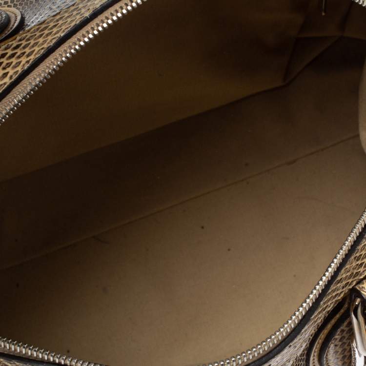 Pre Owned Dolce & Gabbana Cream/Beige Snakeskin and Patent Leather Miss Romantique Pocket Satchel