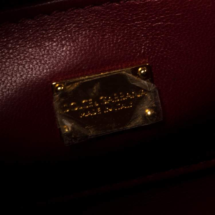 Pre Owned Dolce & Gabbana Black Lizard Embossed Leather Lucia Top Handle Bag