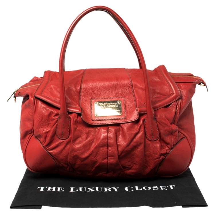 Pre Owned Dolce & Gabbana Red Leather XX Anniversary Edition Bag
