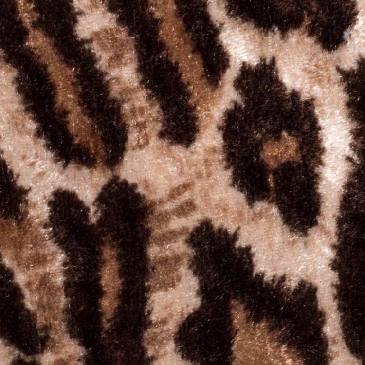 Pre Owned Dolce & Gabbana Brown Leopard Print Velvet Clutch