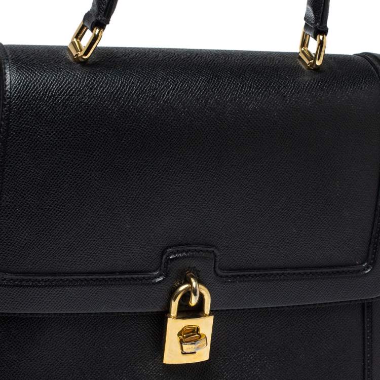 Pre Owned Dolce & Gabbana Black Leather Padlock Top Handle Bag