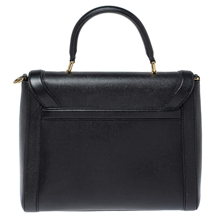 Pre Owned Dolce & Gabbana Black Leather Padlock Top Handle Bag