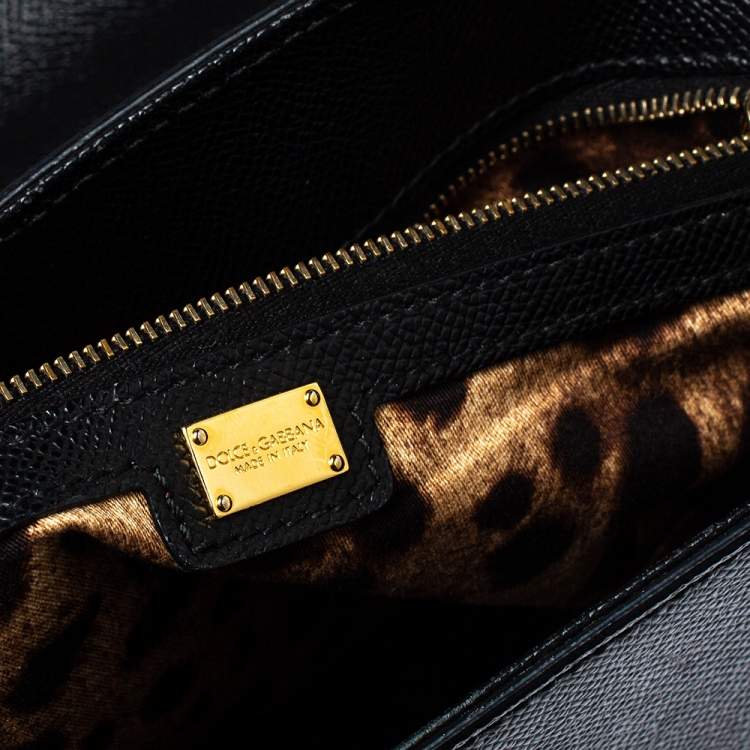 Pre Owned Dolce & Gabbana Black Leather Padlock Top Handle Bag