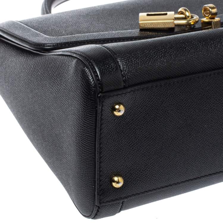 Pre Owned Dolce & Gabbana Black Leather Padlock Top Handle Bag