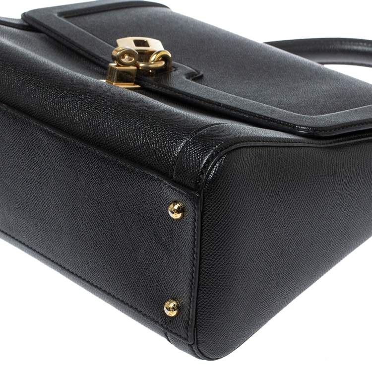 Pre Owned Dolce & Gabbana Black Leather Padlock Top Handle Bag