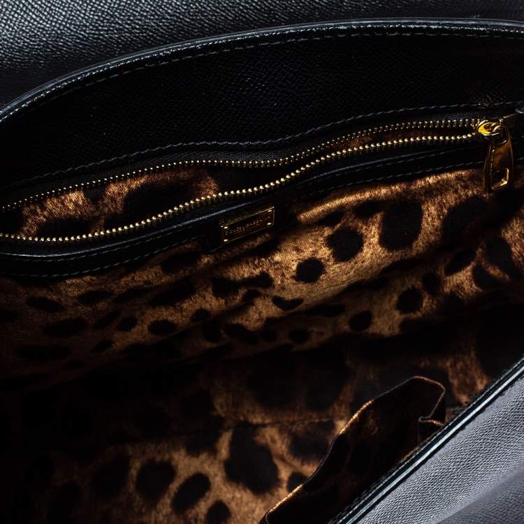 Pre Owned Dolce & Gabbana Black Leather Padlock Top Handle Bag