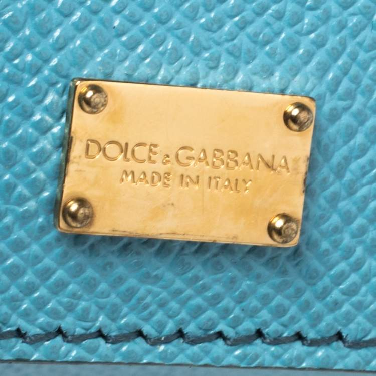 Pre Owned Dolce & Gabbana Baby Blue Leather Medium Miss Sicily Top Handle Bag