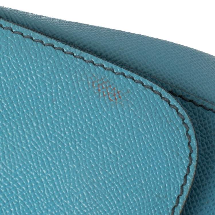 Pre Owned Dolce & Gabbana Baby Blue Leather Medium Miss Sicily Top Handle Bag