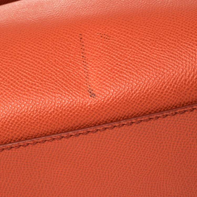Pre Owned Dolce & Gabbana Orange/Brown Leather Large Miss Sicily Top Handle Bag