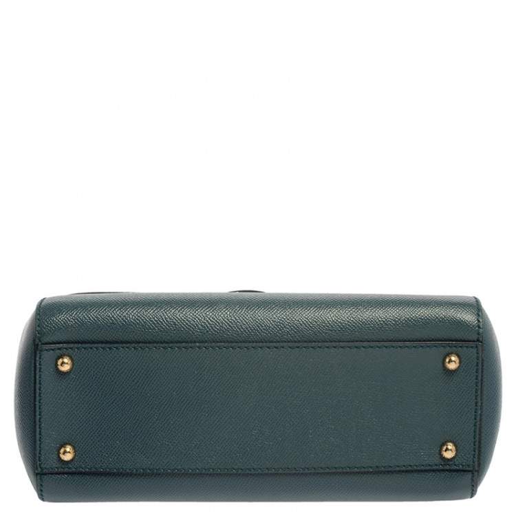 Pre Owned Dolce & Gabbana Teal Blue Leather Medium Miss Sicily Top Handle Bag