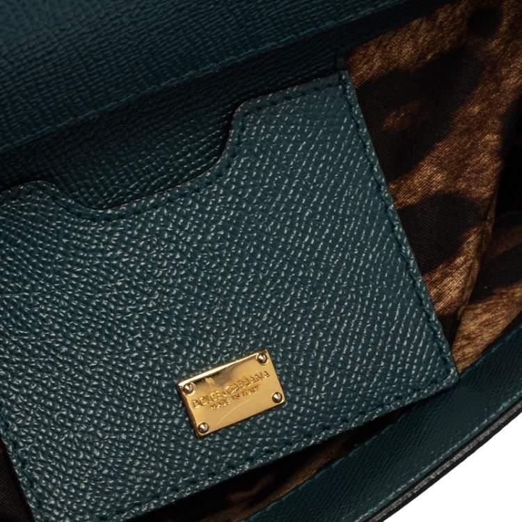 Pre Owned Dolce & Gabbana Teal Blue Leather Medium Miss Sicily Top Handle Bag