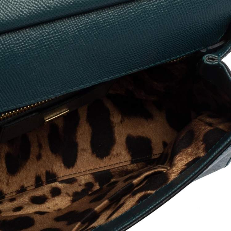 Pre Owned Dolce & Gabbana Teal Blue Leather Medium Miss Sicily Top Handle Bag