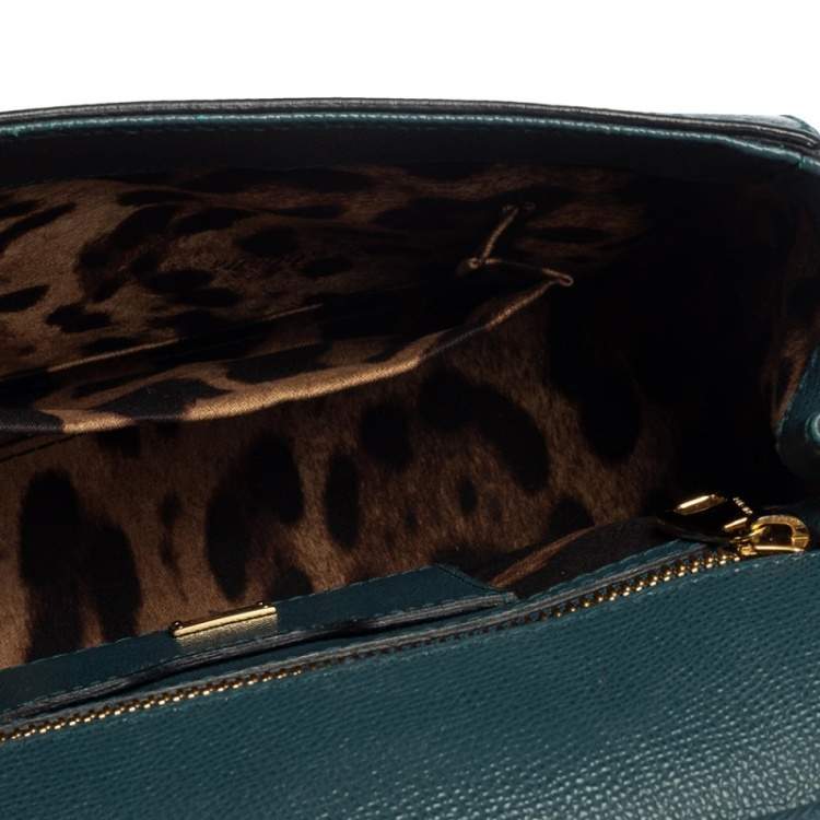 Pre Owned Dolce & Gabbana Teal Blue Leather Medium Miss Sicily Top Handle Bag
