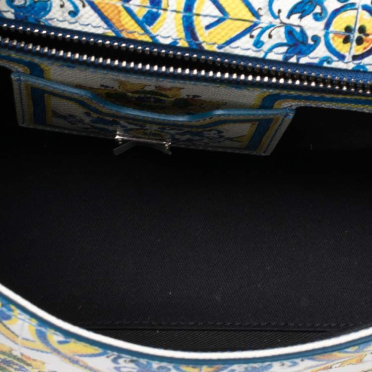 Pre Owned Dolce & Gabbana Multicolor Majolica Print Leather Medium Miss Sicily Top Handle Bag