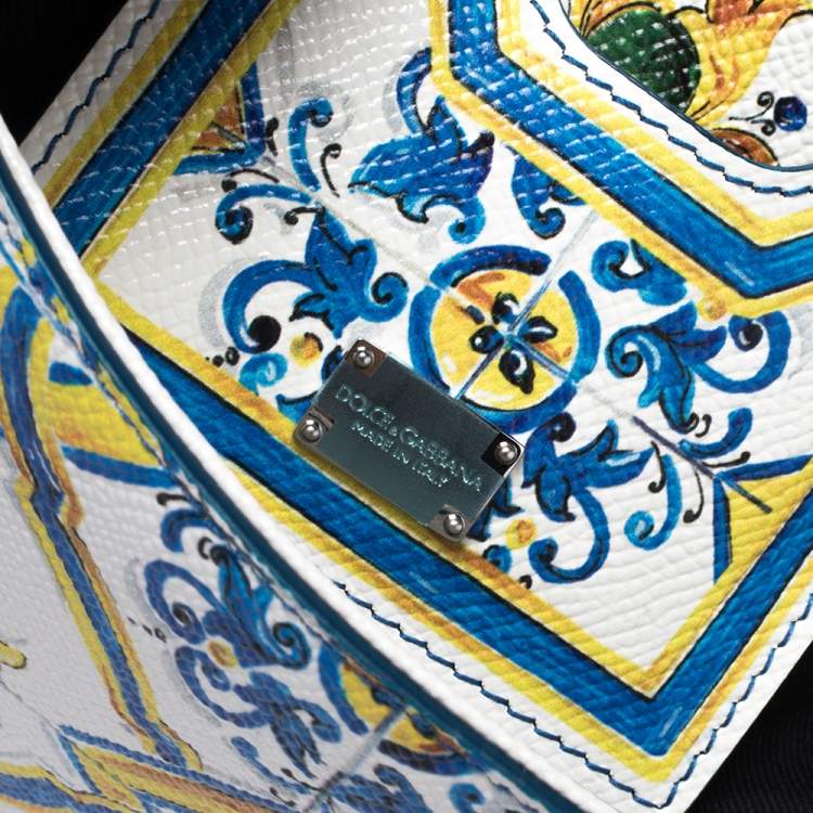 Pre Owned Dolce & Gabbana Multicolor Majolica Print Leather Medium Miss Sicily Top Handle Bag