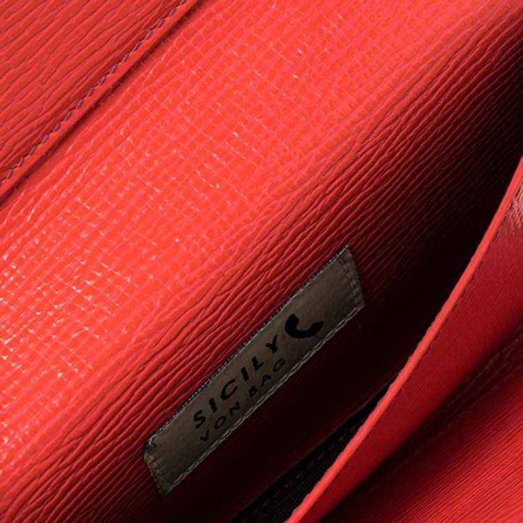 Pre Owned Dolce & Gabbana Multicolor Eel Leather and Snakeskin Miss Sicily Von Wallet on Chain
