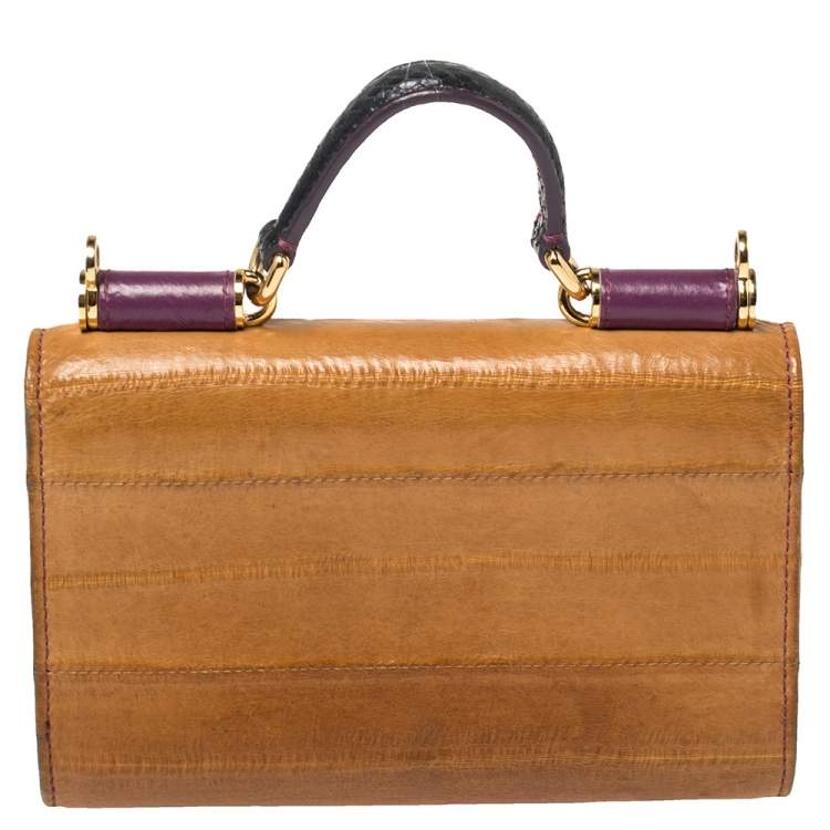 Pre Owned Dolce & Gabbana Multicolor Eel Leather and Snakeskin Miss Sicily Von Wallet on Chain