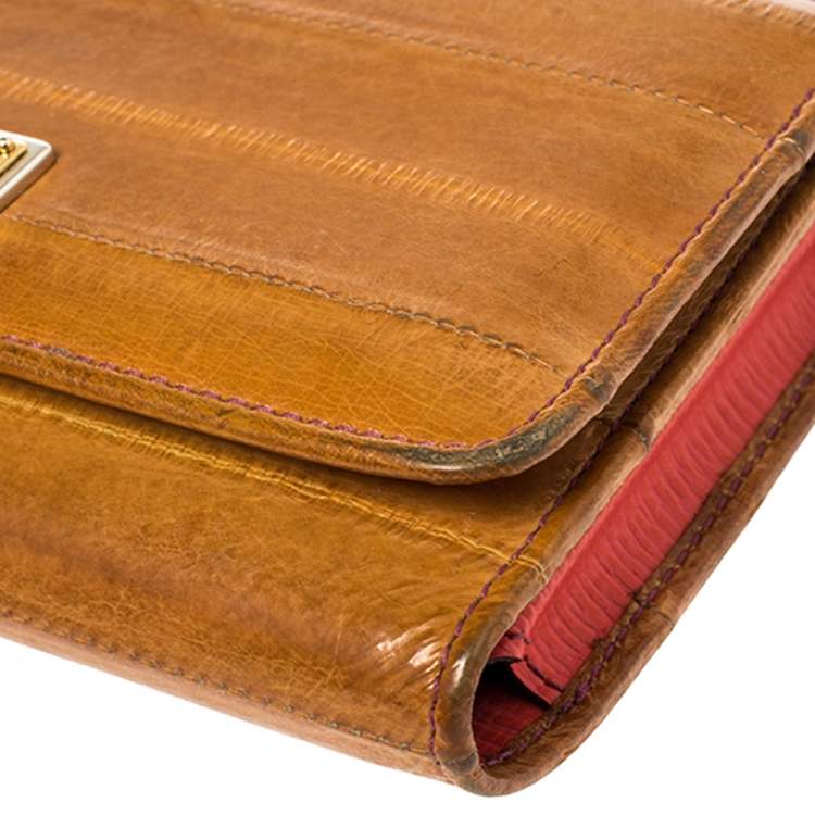Pre Owned Dolce & Gabbana Multicolor Eel Leather and Snakeskin Miss Sicily Von Wallet on Chain