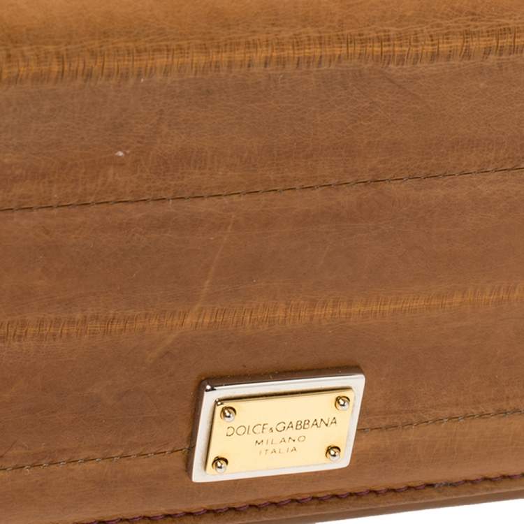Pre Owned Dolce & Gabbana Multicolor Eel Leather and Snakeskin Miss Sicily Von Wallet on Chain