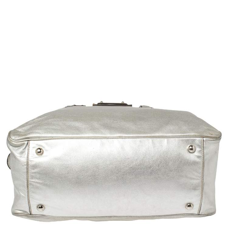 Pre Owned Dolce & Gabbana Silver Leather Miss Biz Satchel