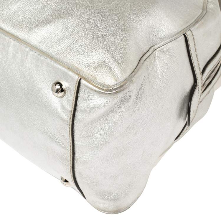 Pre Owned Dolce & Gabbana Silver Leather Miss Biz Satchel
