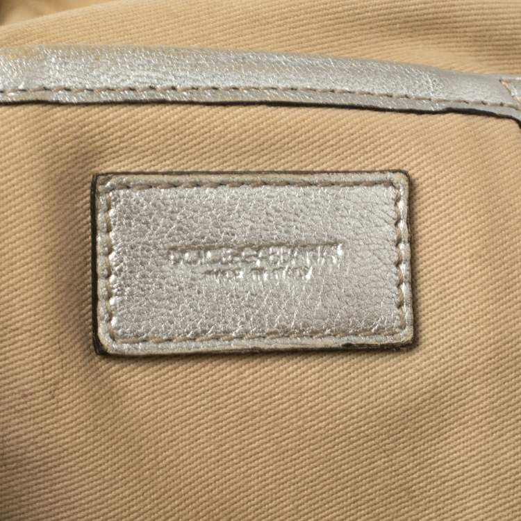 Pre Owned Dolce & Gabbana Silver Leather Miss Biz Satchel