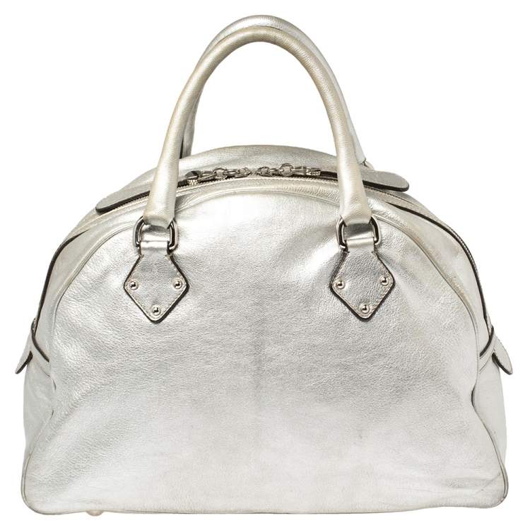 Pre Owned Dolce & Gabbana Silver Leather Miss Biz Satchel