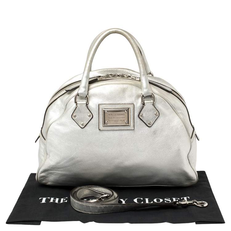 Pre Owned Dolce & Gabbana Silver Leather Miss Biz Satchel