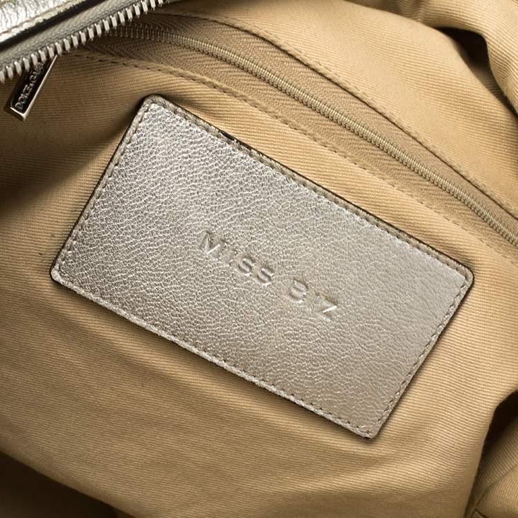 Pre Owned Dolce & Gabbana Silver Leather Miss Biz Satchel
