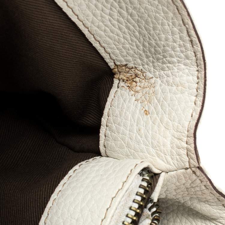 Pre Owned Dolce & Gabbana White/Brown Animal Print Fabric and Leather Satchel