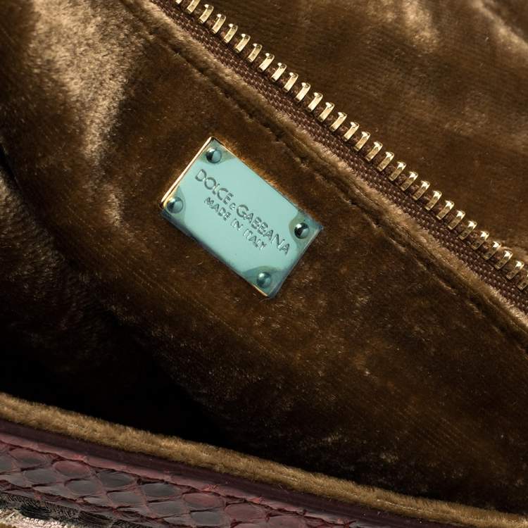 Pre Owned Dolce & Gabbana Multicolor Embroidered Fabric and Python Trim Queen Regina Large Sicily Top Handle Bag