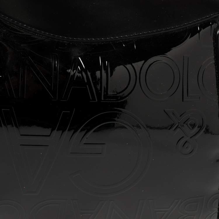 Pre Owned Dolce & Gabbana Black Logo Patent And Leather Hobo