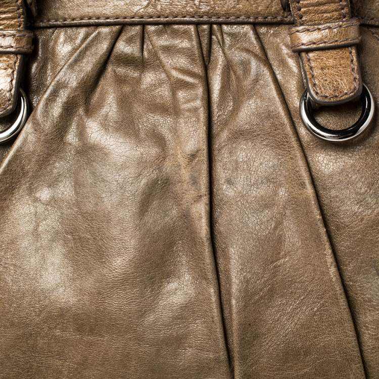Pre Owned Dolce & Gabbana Brown Leather Miss Romantique Frame Satchel