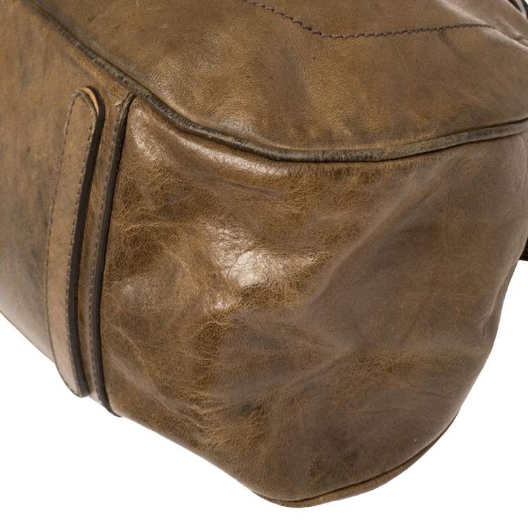 Pre Owned Dolce & Gabbana Brown Leather Miss Romantique Frame Satchel
