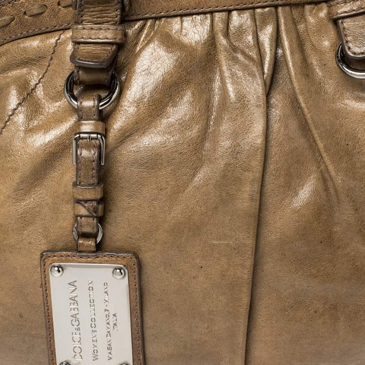 Pre Owned Dolce & Gabbana Brown Leather Miss Romantique Frame Satchel