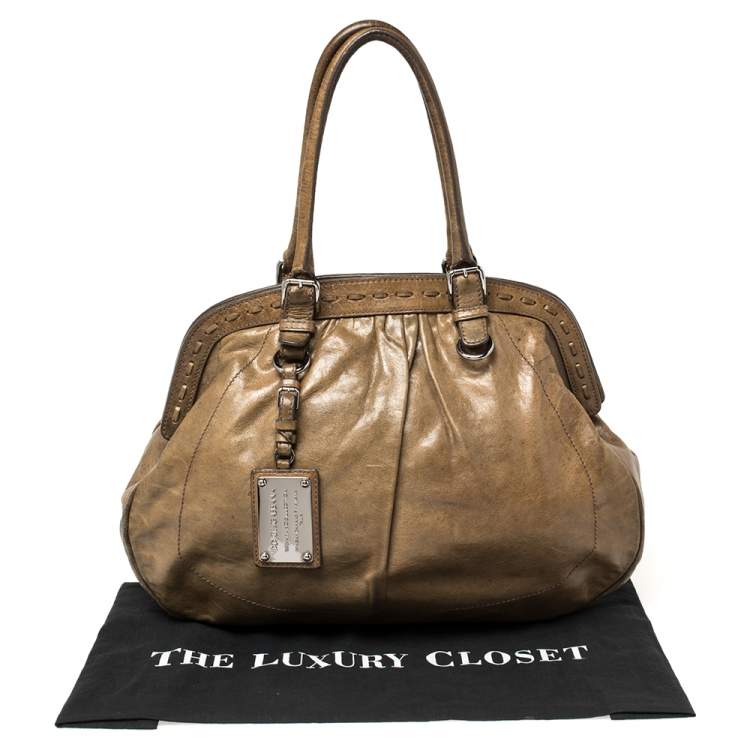 Pre Owned Dolce & Gabbana Brown Leather Miss Romantique Frame Satchel