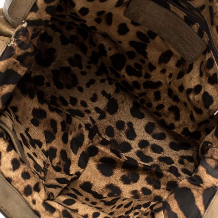 Pre Owned Dolce & Gabbana Brown Leather Miss Romantique Frame Satchel